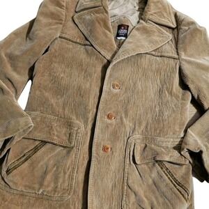 Vintage Europe Craft Corduroy Jacket Tan Wide Wale 70s Western Barn Coat Style L